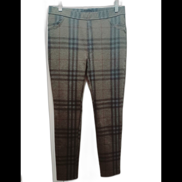 Womens Sanctuary stretch Gray Multicolor plaid pull-on pants size Large - Picture 2 of 9